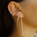 wholesale S925 Sterling Silver Ins-style Luxurious Zircon-studded Chain Tassel Earrings-0-1