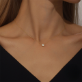 wholesale S925 Sterling Silver Women's Classic Single Round Zircon Pendant Collarbone Necklace, Minimalist Design-0-2