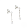 wholesale S925 Sterling Silver Rhinestone Pearl Fringe Earrings, Minimalist Korean Style Ins Ear Wires-0-4