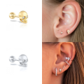 wholesale S925 Sterling Silver Single Skull Zircon Piercing Threaded Ear Stud, Fashionable And Creative Ins Ear Cuff-0-3