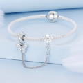 wholesale S925 sterling silver butterfly safety chain with silicone spacer beads bracelet parts-0-3