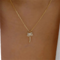 wholesale S925 Sterling Silver Creative Coconut Tree Zircon Pendant Necklace,。-0-2