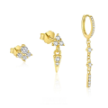 wholesale S925 Sterling Silver Geometric Triangle Earrings With Sparkling Zircons, Women's Trendy Unique Design-0-0