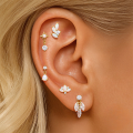 wholesale S925 Sterling Silver Geometric Zircon-inlaid Bow Flat Head Threaded Ear Cartilage Stud New Hot-selling Light Luxury Opal Earrings-0-1