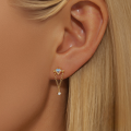 wholesale S925 Sterling Silver Marquise Zircon Fringe Heart Stud Earrings,。-0-3