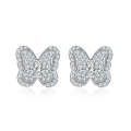 wholesale 925 Sterling Silver Butterfly Cubic Zirconia Stud Earrings For Women-0-0