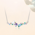 wholesale S925 Sterling Silver Creative Colorful Zircon Butterfly Necklace For Women, Fashionable And Versatile Collarbone Chain-0-1