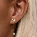 wholesale S925 Sterling Silver Classic Star And Moon Zircon Earrings, Versatile Butterfly And Teardrop Designs-0-2
