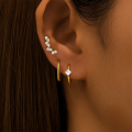 wholesale 925 Sterling Silver Zircon-studded Minimalist Ins Style Hoop Earrings And Stud Earring Set, A Popular European And American Niche Design-0-2