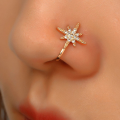 wholesale S925 Sterling Silver Geometric Teardrop Lightning Rhinestone Nose Cuff Piercing Jewelry-0-3