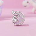 wholesale 925 silver plated white gold animal charm bracelet with rainbow opal moon cat beads-0-1