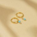 wholesale 925 Sterling Silver Classic Best-selling Versatile Turquoise Hoop Earrings Hinge Climbers Earringsins-0-3