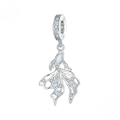 wholesale 925 Sterling Silver Goldfish Dangle Charm Created Opal Cubic Zirconia Bracelet Pendant-0-0