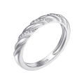 wholesale 925 silver twisted design ring with pave diamond band, minimalist luxury, open tail style-0-4