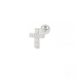 wholesale S925 Sterling Silver Single Cross Zircon-studded Threaded Ear Stud,ins。-0-4
