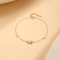 wholesale S925 Sterling Silver Pearl Beaded Zircon Butterfly Bracelet, Korean Fashion, Minimalist Small Chain Accessory-0-3