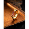 wholesale 925 Sterling Silver Farfan Light Luxury Rainbow Zircon Ring For Women,。-0-1