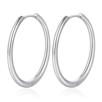 wholesale Sterling silver S925 polished plain hoop earrings, bold style, high-end-undefined