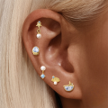 wholesale S925 Sterling Silver Flat Threaded Ear Cartilage Stud Set With Seashell, Starfish, And Pearl-0-1
