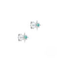 wholesale S925 Sterling Silver Octagonal Opal Earrings With Zircon Accents, Exuding Korean Style Minimalist Elegance-0-4