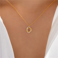 wholesale 925 Sterling Silver Geometric Oval Pendant Necklace With Zircon, Korean Style Minimalist Chain For Women-0-1