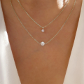 wholesale S925 Sterling Silver Double Layer Four-prong Zircon-pearl Necklace,ins-0-3