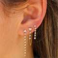 wholesale S925 Sterling Silver Ins-style Ball Stud Earrings With Crystal Chains Triangle Tassel Retro Elegant-0-2
