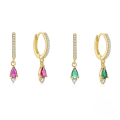 wholesale S925 Sterling Silver Ins-style Colorful Teardrop Crystal Ear Climber Earring-0-0