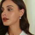 wholesale S925 silver platinum-plated purple flower earrings, trending tiny studs for women-0-3