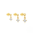 wholesale S925 Sterling Silver Four-prong Zircon Stud Earrings Set, Women's Korean Minimalist Design Daily Wear-0-5