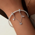 wholesale Metal: s925 sterling silver plated white gold, ballet bow safety chain bead charms-0-2