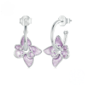 wholesale S925 silver platinum-plated purple flower earrings, trending tiny studs for women-0-4