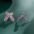 wholesale 925 Sterling Silver Pink Star Bow Stud Earrings For Women Girls-0-4