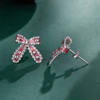 wholesale 925 Sterling Silver Pink Star Bow Stud Earrings For Women Girls-undefined