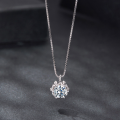 wholesale S925 Silver Platinum-plated Moissanite Flower Bud Necklace Lightweight Luxury For Girlfriend-0-1
