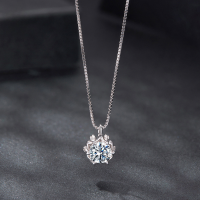 wholesale S925 Silver Platinum-plated Moissanite Flower Bud Necklace Lightweight Luxury For Girlfriend-undefined