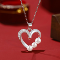 wholesale S925 silver heart earring necklace set for women, customizable jewelry-0-1