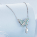 wholesale S925 silver green butterfly beaded bracelet pendant charm BSC838-0-4