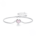 wholesale S925 sterling silver pink heart mother-of-pearl bracelet set with ring-0-0