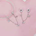 wholesale Metal: s925 sterling silver plated white gold, ballet bow safety chain bead charms-0-1