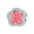 wholesale S925 sterling silver, pink crystal rose beads, bracelet accessories, charms, loose beads-0-0