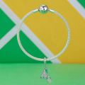 wholesale 925 Sterling Silver Blue Badminton Shuttlecock Racket Charm Pendant Necklace With Cubic Zirconia-0-2