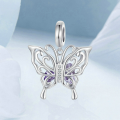 wholesale Silver-plated 925 sterling silver filigree butterfly charm pendant bead link bracelet accessory-0-1