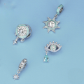 wholesale 925 Sterling Silver North Star Dangle Charm Blue Opal Bead For Bracelet-0-1