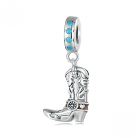 wholesale S925 silver Western cowboy bead pendant, ethnic style, loose beads jewelry.-undefined