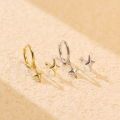 wholesale S925 Sterling Silver Minimalist Korean Style Four-point Star Ear Studs, Unisex Small Fresh Light Surface Ear Cartilage Piercing Wholesale-0-3