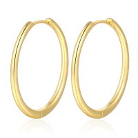 wholesale Sterling silver S925 polished plain hoop earrings, bold style, high-end.-undefined