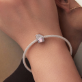 wholesale 925 Sterling Silver Sweet Home House Charm Pink Opal Heart Bead For Bracelet-0-3