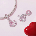 wholesale Sterling Silver 925 Heart Ribbon Bracelet Pendant Charms Beads-0-2