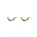 wholesale 925 Sterling Silver Colored Zircon Arc Small Ear Studs For Women,。-0-0